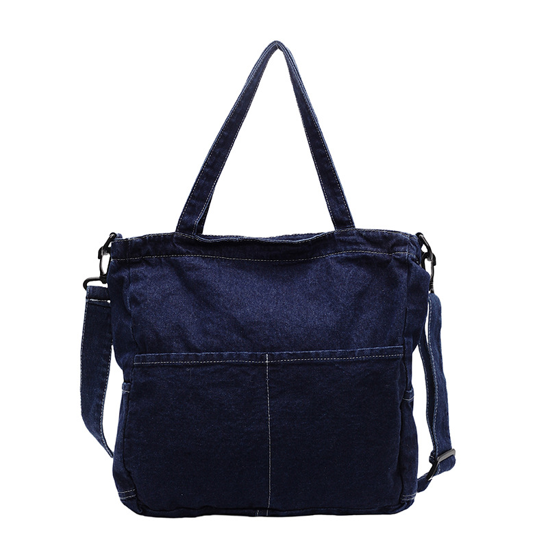 The 2024 new Tote bag for women is a casual denim, simple and elegant Korean-style single-shoulder bag with a large capacity for commuting to school Item Picture