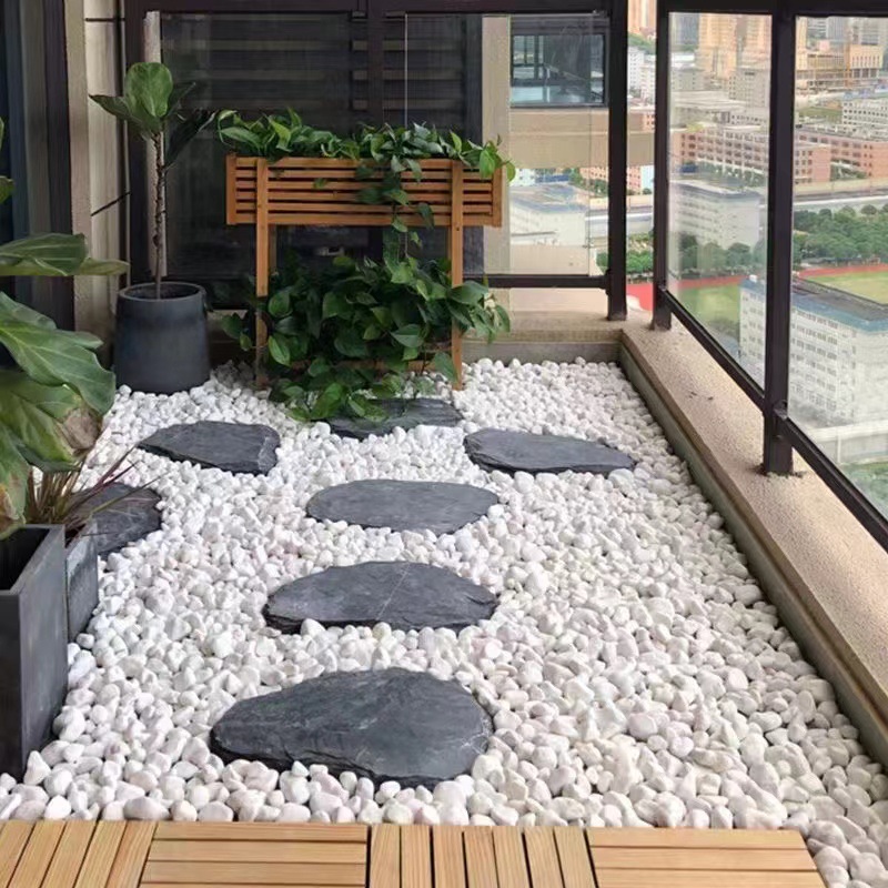 40 jin of natural washed white and black pebbles, gravel, courtyard garden landscape, potted plant, garden decoration, and ground covering details Picture