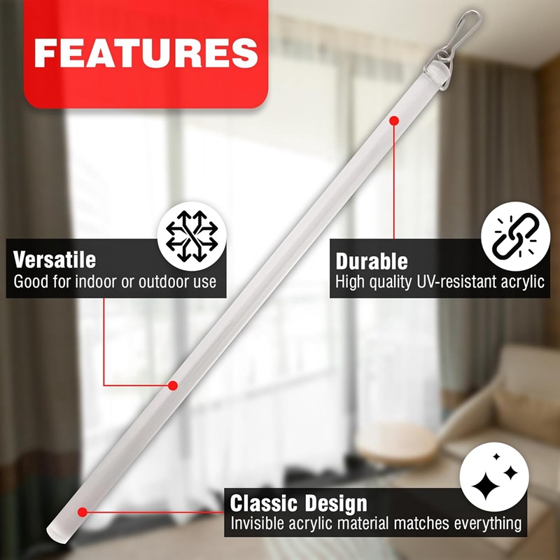 Curtain accessories: 43CM red gallbladder buckle transparent (white) rotating bar 2-piece set Specification drawing