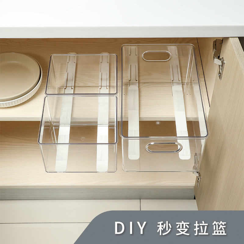 Storage box track board, self-made pull-out basket, extendable track, plastic accessories, DIY slide rail, kitchen drawer guide rail full figure
