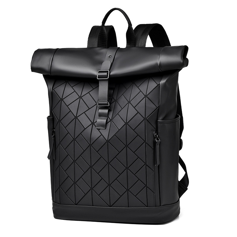 Geometric diamond-shaped men's backpack, fashionable, large-capacity, high-end student schoolbag, personalized reflective computer bag Item Picture