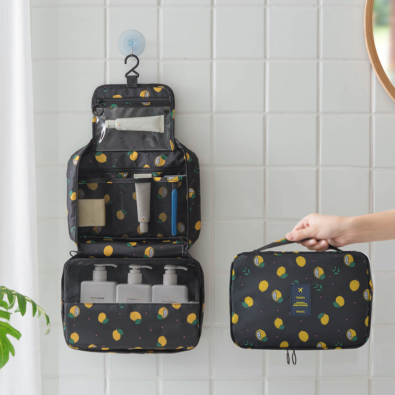 Travel toiletry bag, patterned makeup bag, multi-functional hand-held large-capacity storage bag, can be hung toiletry bag full figure