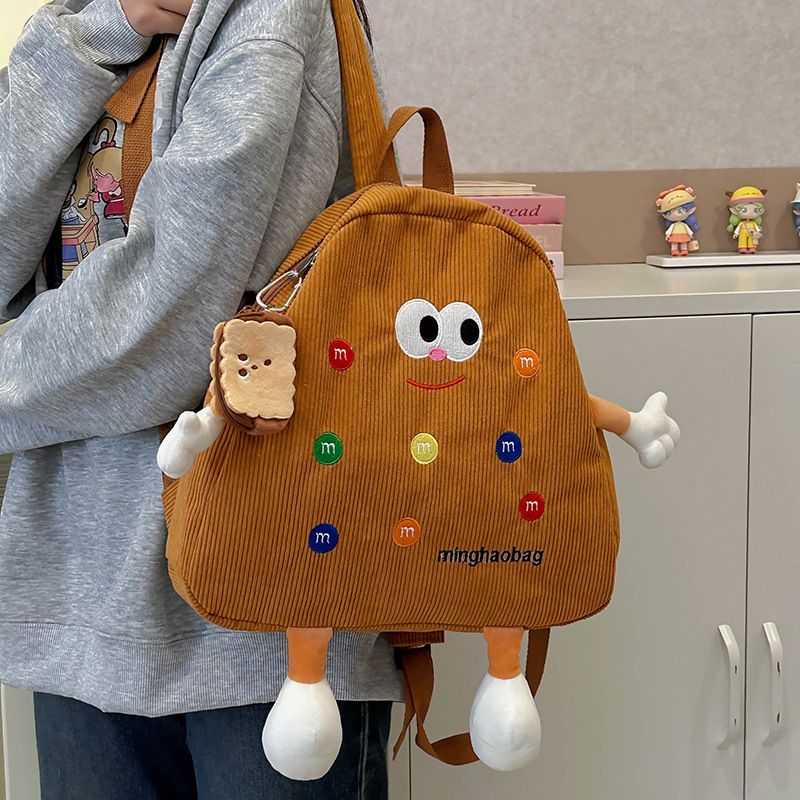 ins cute cartoon schoolbag, Japanese style autumn and winter soft girl backpack, casual and versatile student travel backpack full figure
