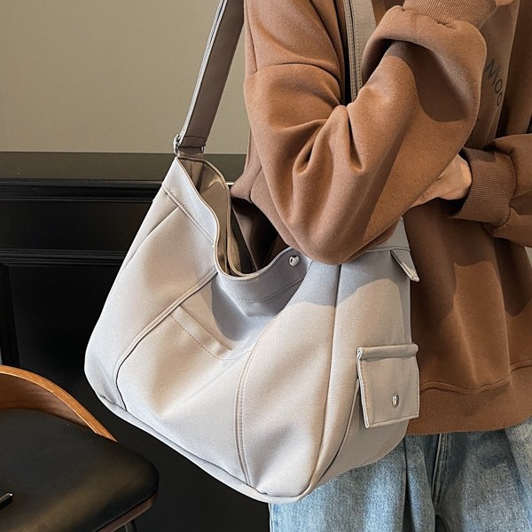 Fashionable American high-end style, versatile, niche solid color, popular single-shoulder tote bag, canvas, fashionable, large capacity, brown Specification drawing