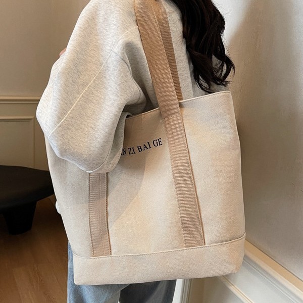 High-end, large-capacity tote bag, canvas bag, Spring/Summer 2025 new style, single-shoulder bag, versatile handbag full figure