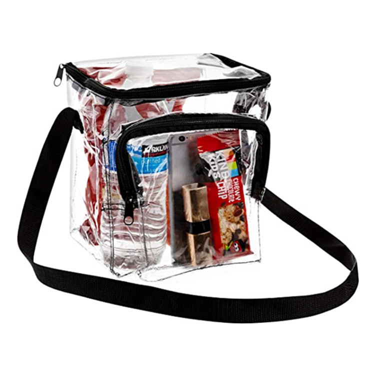 Cross-border PVC transparent lunch bag, horizontal multi-purpose single-shoulder backpack, large-capacity visible transparent food storage bag full figure