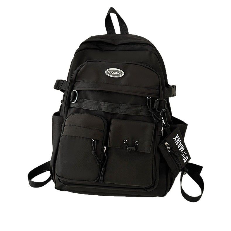 Japanese-style simple solid-color casual backpack, high appearance level, junior high school student schoolbag, large capacity, versatile, workwear-style backpack Item Picture