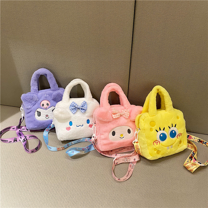 The new cartoon SpongeBob SquarePants anime hand-held crossbody bag, Kuromi, Osmanthus Dog, girlish change key bag full figure