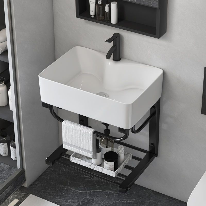 Wall-mounted washbasin, balcony and bathroom washbasin set, mini simple washbasin, triangular small apartment, ceramic washbasin full figure