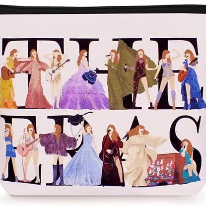 Cross-border Amazon bestseller Taylor cosmetic bag, letter pattern linen double-sided printed cosmetic bag, zipper bag for ladies details Picture