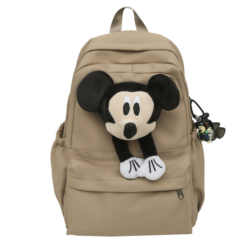 Casual large-capacity canvas bag, women's autumn and winter fashion cartoon Mickey doll single-shoulder bag, school commuting travel bag Item Picture