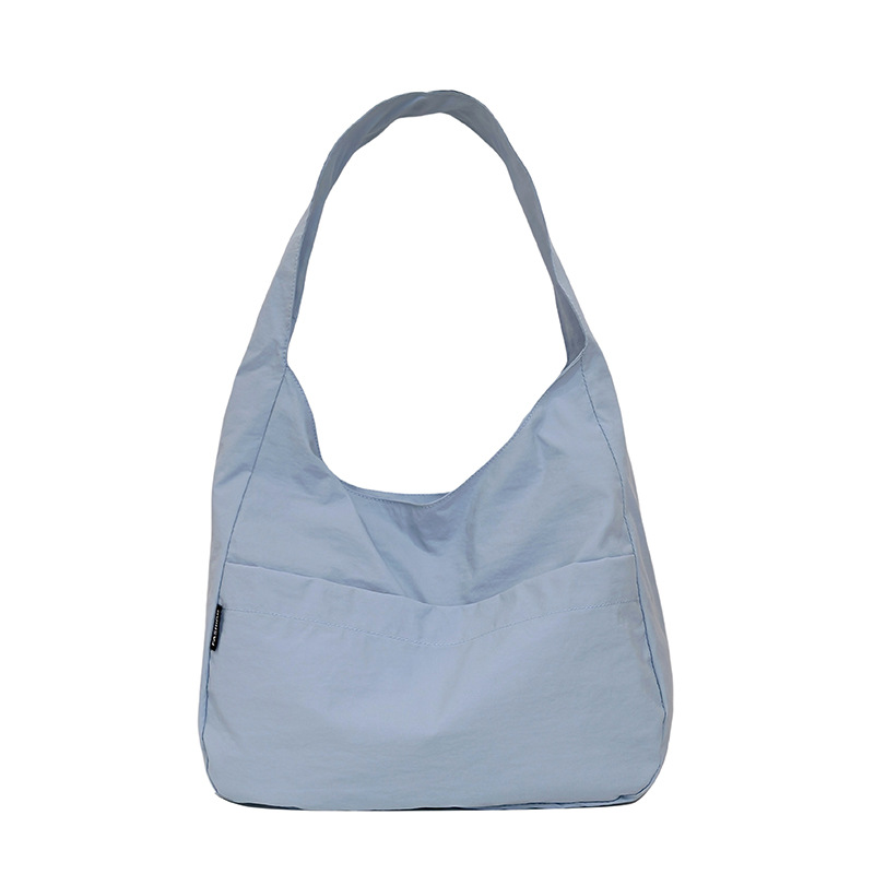 Fashionable tote bag, solid-color backpack, lightweight and versatile, simple student commuting bag, large-capacity single-shoulder bag, student class bag Item Picture