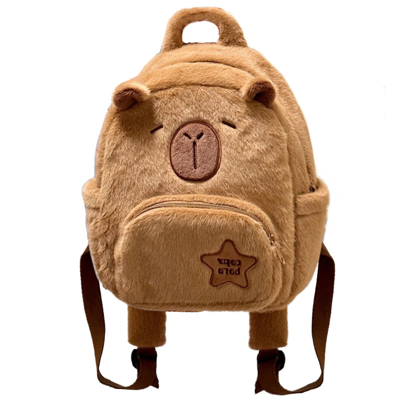 The new Capybara plush backpack, a cross-border bestseller, is a casual and versatile schoolbag for girls Item Picture