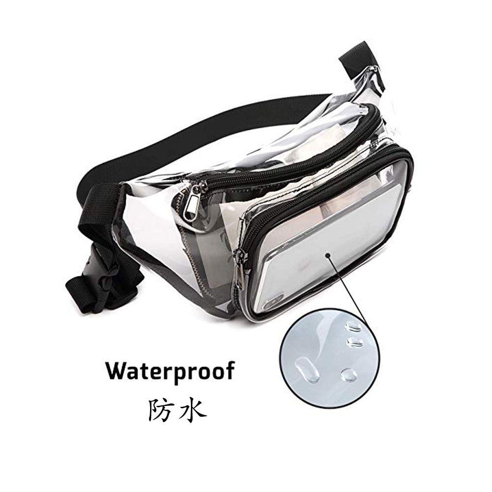 Cross-border bestseller transparent PVC waist bag, outdoor sports, running, crossbody travel, waterproof, foreign trade storage transparent bag Specification drawing