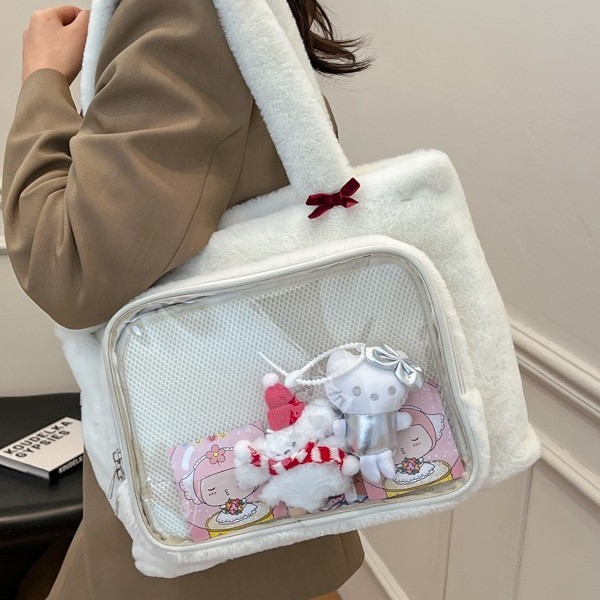 Fashionable Internet celebrity fresh and sweet cartoon pain bag, versatile Japanese anime single-shoulder bag, black ins double-sided single-shoulder bag Specification drawing