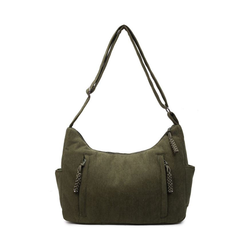 A new large-capacity corduroy tote bag for women, a versatile and casual crossbody bag for spring and summer, and a universal bag for college students attending classes Item Picture