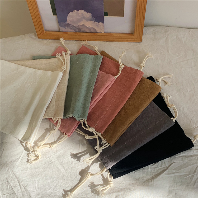 【 In Stock 】07212 Japanese-style minimalist storage bag, fresh and clean drawstring bag, tea gift bag, pure full figure