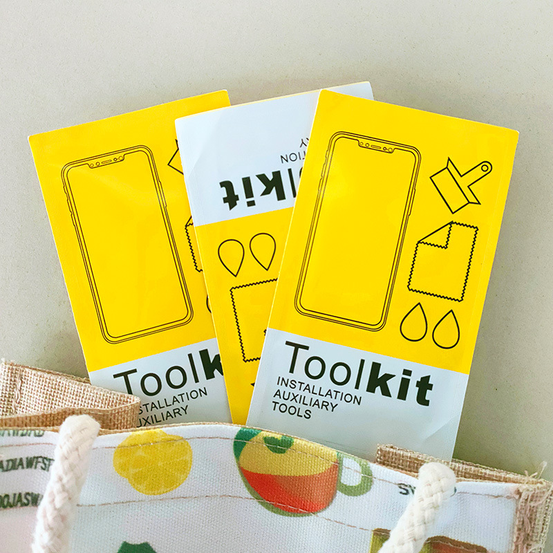 Exquisite yellow four-side sealed film application tool kit, tempered film auxiliary film application tool, mobile phone film application tool kit manufacturer Application Scenario