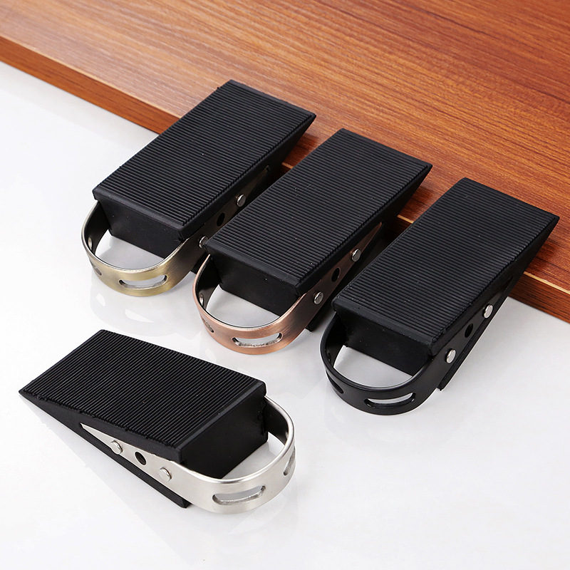 Stainless steel rubber bottom door stop for household door, silent double-sided rubber door stop for bathroom, thickened anti-collision door stop full figure