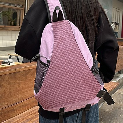 Solid color simple large-capacity chest bag, 2025 new outdoor cycling casual crossbody bag, waterproof backpack for going out and playing details Picture