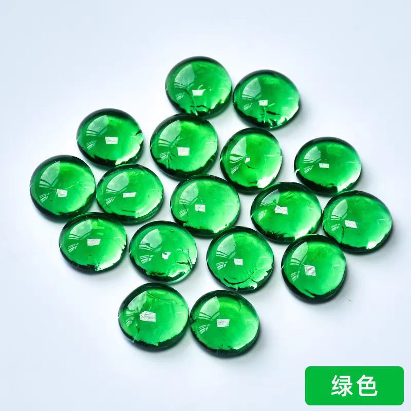 Glass flat beads, transparent blue-green glass stone mixed color matching, hydroponic fish tank decoration, landscape aquarium, colorful semi-circle Application Scenario