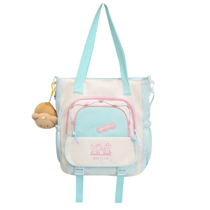 Cross-border students, cute junior and senior high school students, carry crossbody bags, large-capacity casual color-blocking class backpacks and travel bags Item Picture
