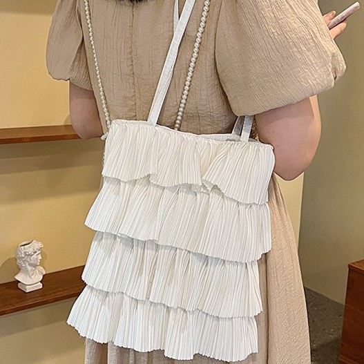 New Korean princess-style pleated skirt bag for women, sweet and fashionable tote bag, trendy single-shoulder bag full figure