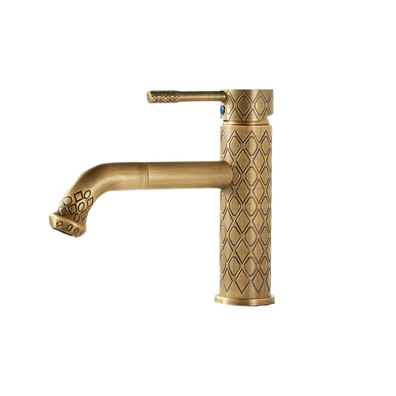 European-style all-copper retro carved faucet, antique washbasin faucet, washbasin, hot and cold water basin, high-end copper material Item Picture