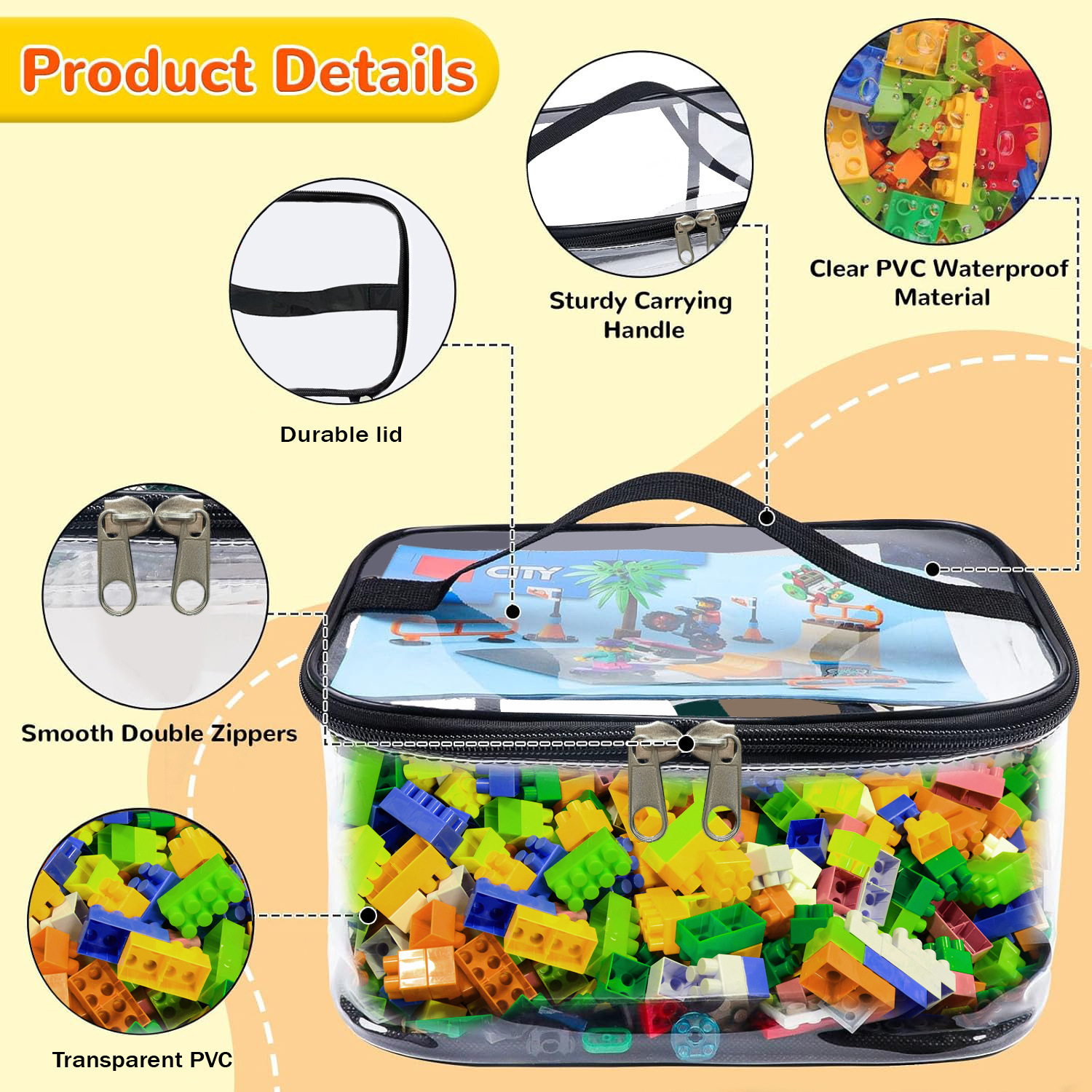 Cross-border building blocks compatible with Lego storage buckets, parts classification storage boxes, small particle wooden toy storage bags and handbags details Picture