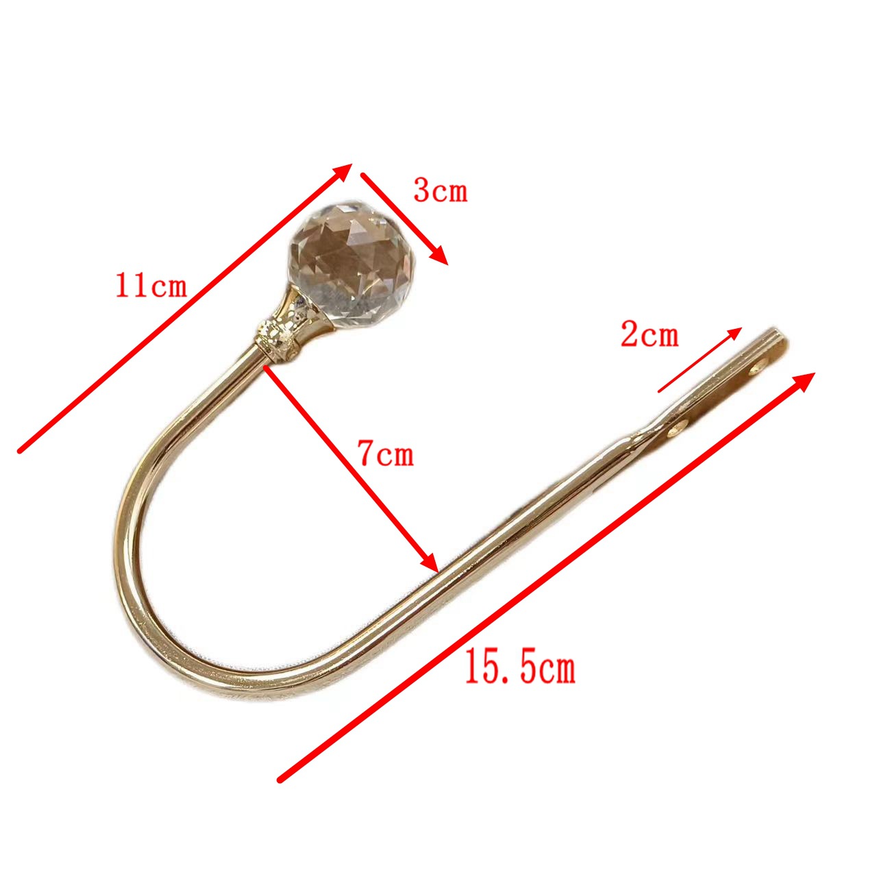Cross-border new fashionable solid U-shaped crystal hook, curtain hook, curtain wall hook, door and window hook factory direct sales Item Picture