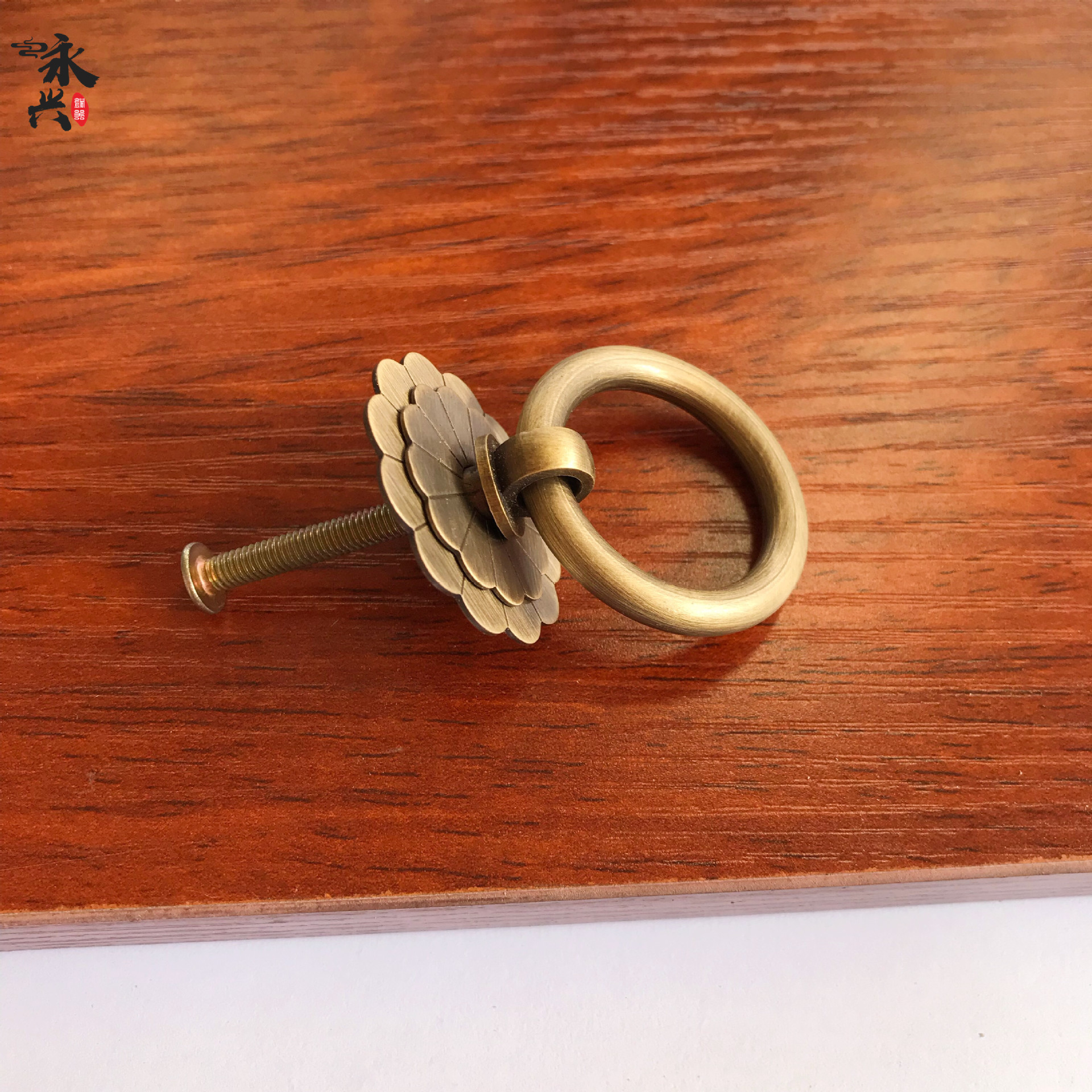 Chinese-style brass pull ring country-style cabinet door, simple drawer, single-hole handle, medicine cabinet bucket, pull handle, copper cabinet handle Specification drawing