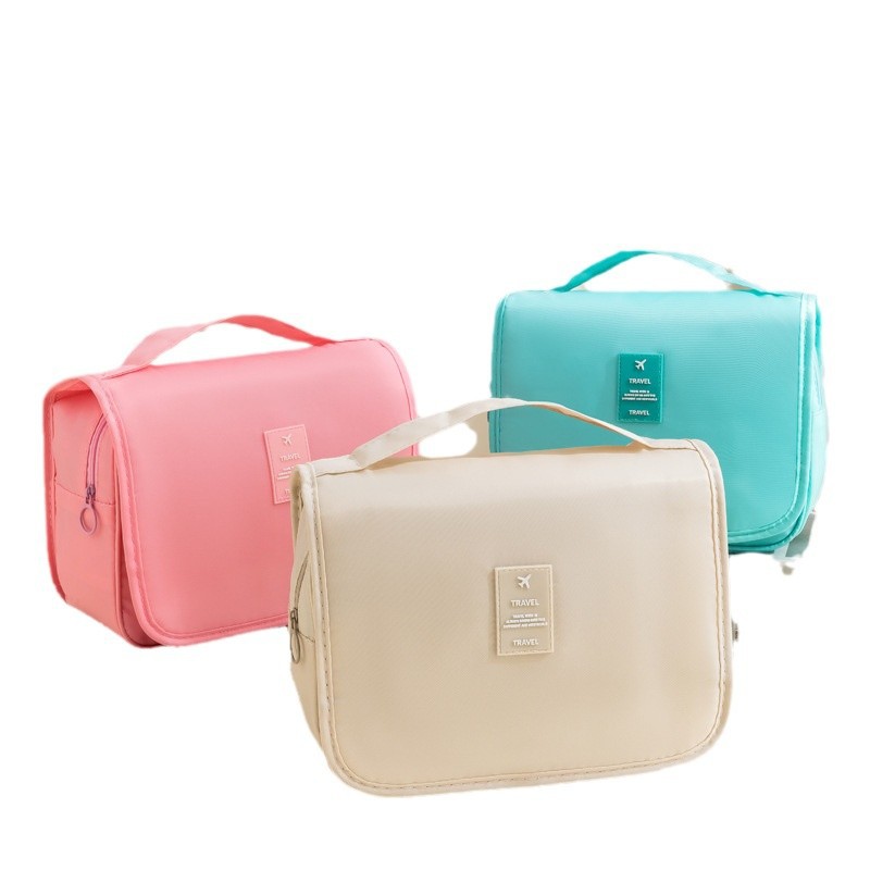 Twill hook toiletry bag, portable makeup bag, simple toiletry hanging bag, large capacity, portable for men's makeup Item Picture