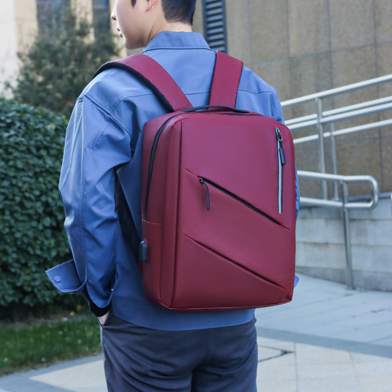 New fashionable black men's backpack, large-capacity business commuting backpack, high school schoolbag and computer bag details Picture