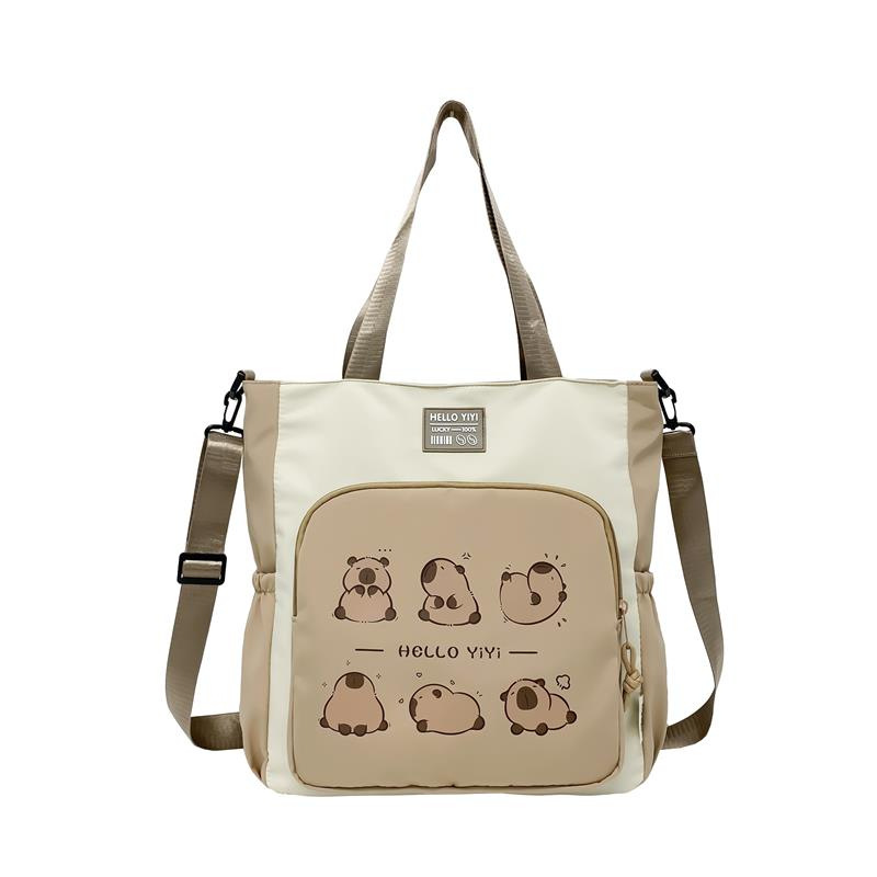 Fashionable and cute Chinese college students' class make-up bag, large-capacity commuter tote bag, new color-matched single-shoulder crossbody bag Item Picture