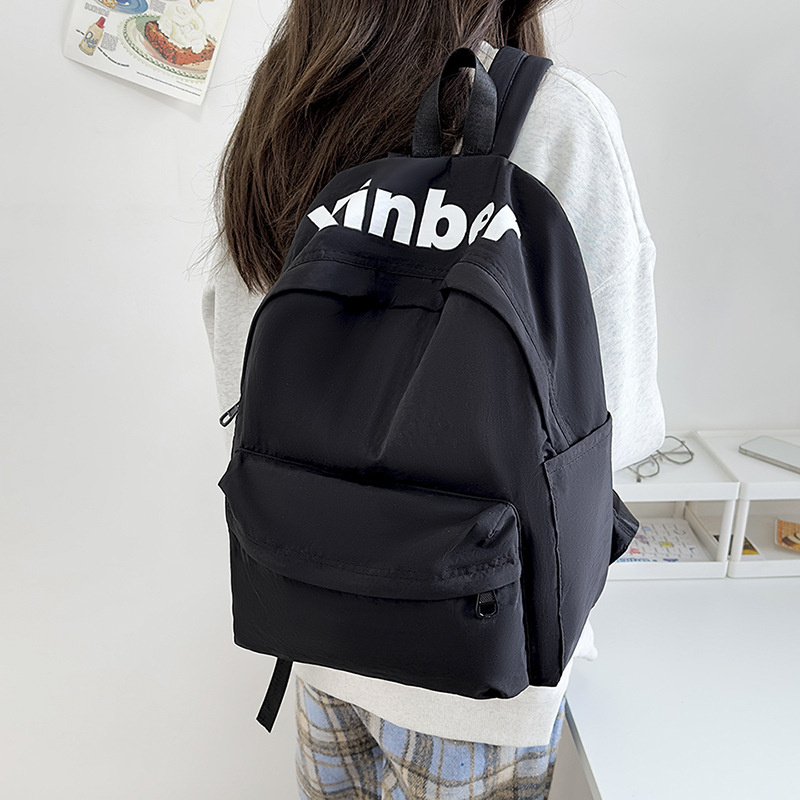 Simple men's and women's backpacks, sturdy and durable, large-capacity campus letter backpacks for junior high school students, and casual college student schoolbags Specification drawing