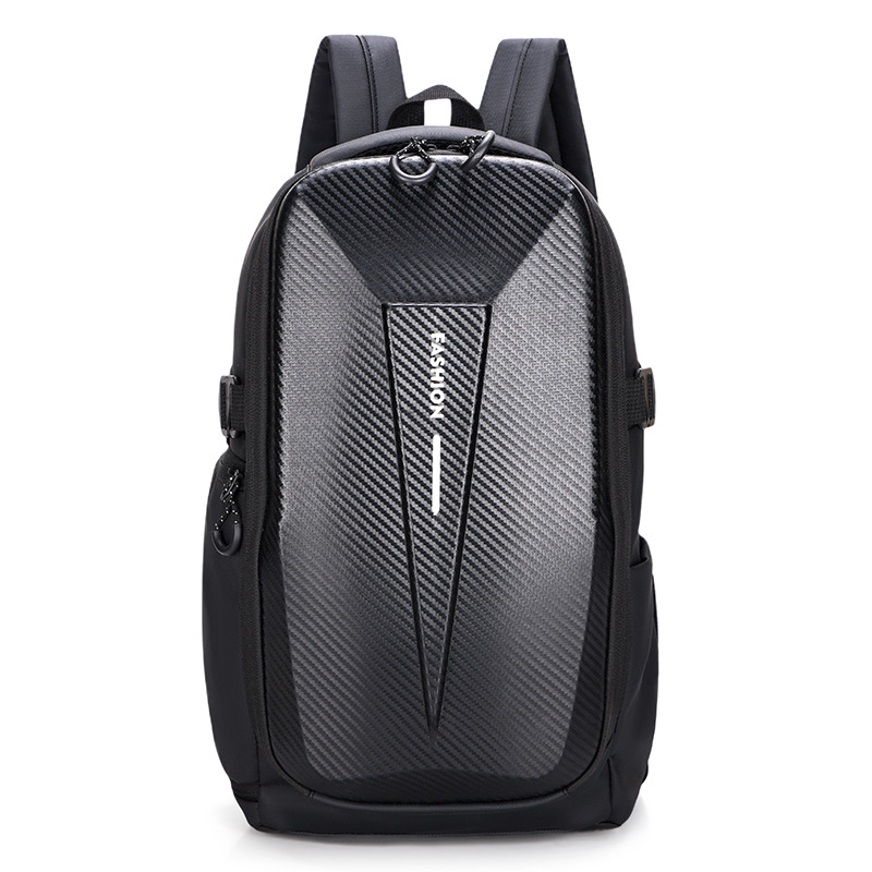 New trendy hard-shell backpack for men, large-capacity water-repellent cycling functional style backpack, anti-collision casual bag Item Picture