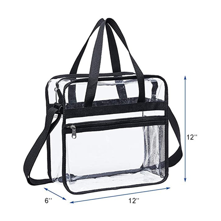 Direct sales from the manufacturer of cross-border PVC transparent large-capacity supermarket shopping bags, single-shoulder hand-carry transparent handbags and travel bags Specification drawing