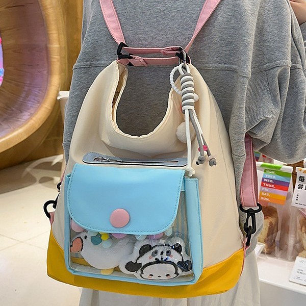 Fresh, new style, cute and versatile, color-blocking backpack, sweet Instagram pain bag, outdoor travel bag, single-shoulder bag Specification drawing