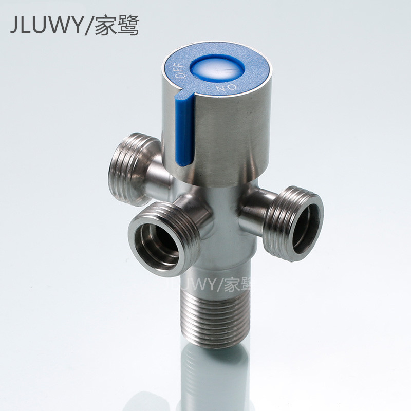 304 stainless steel Angle valve, one-inlet and two-outlet multi-functional three-way Angle valve, 4-way double water outlet, three-out and four-out water distributor details Picture