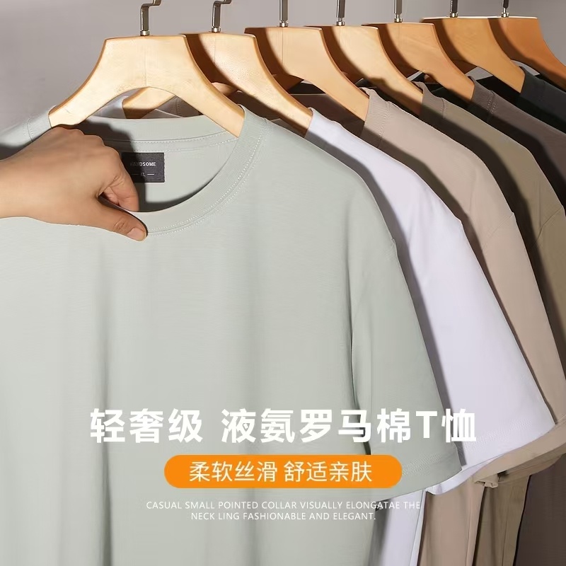 Cross-border 210/㎡ 50-count double-yarn Rowan Roman cotton men's and women's same style short-sleeved T-shirt advertising shirt Men's casual wear cultural shirt advertising shirt T-shirt style novel, comfortable and breathable short-sleeved detail image 4