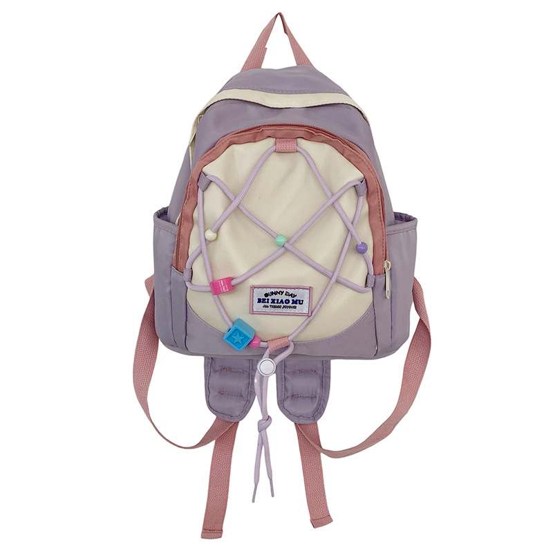Cross-border fresh and cute girl's small schoolbag, small backpack, simple color contrast, light backpack for kindergarten and primary school students Item Picture