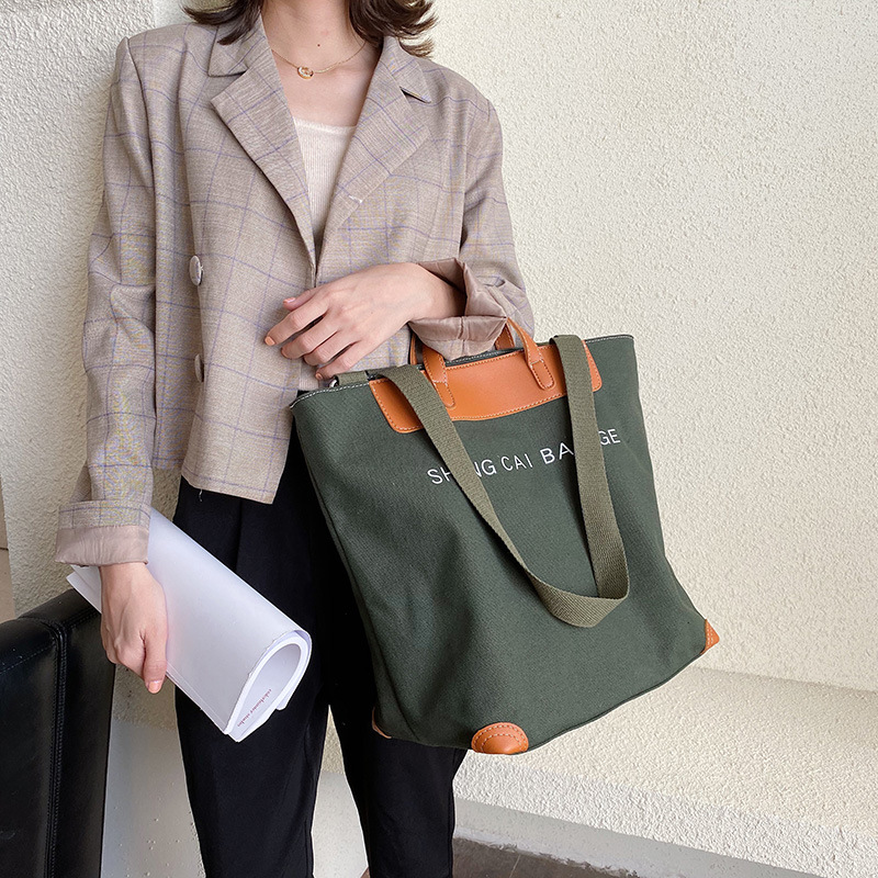 Tote bag, women's Internet celebrity, canvas bag, women's bag 2021 new trendy Japanese style crossbody bag, large capacity single-shoulder bag, handbag Specification drawing