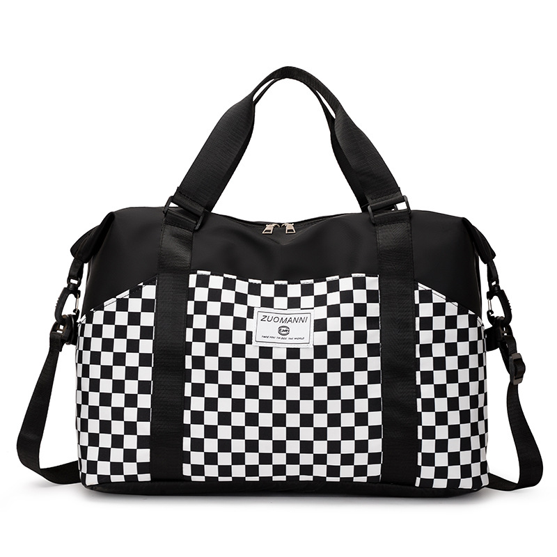 A large-capacity, color-matched handbag for women that can be worn on a suitcase, a short-distance travel light luggage storage bag Item Picture