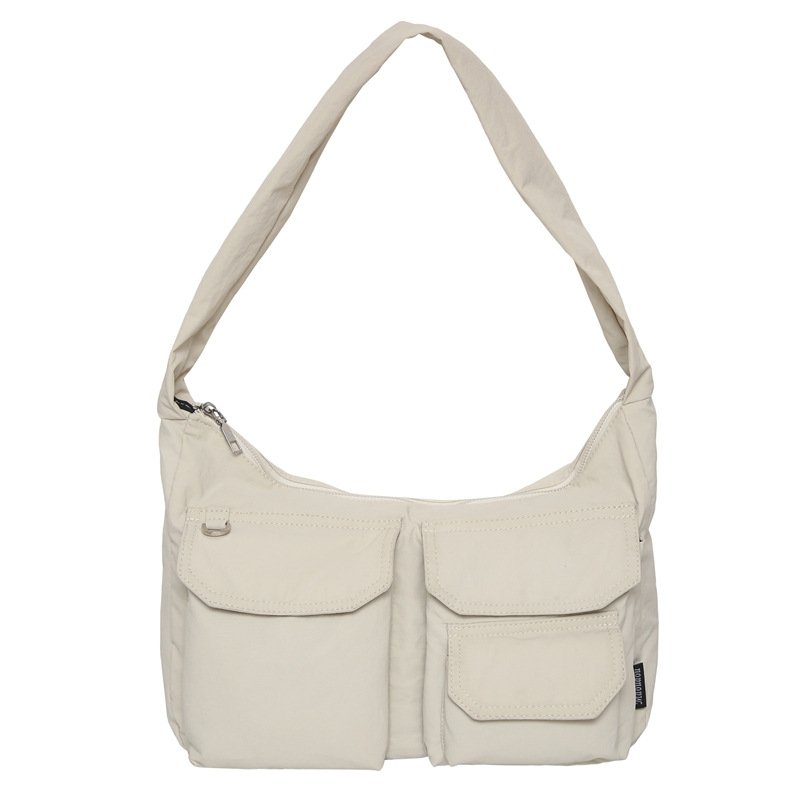 Cross-border casual single-shoulder bag for women, 2025 new Korean-style simple underarm bag, large capacity, lightweight nylon fabric handbag Item Picture