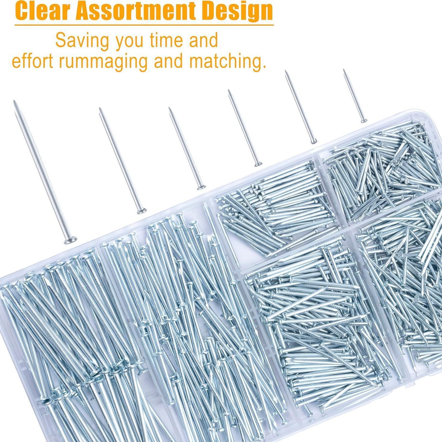 Cross-border box set of 700 pieces of nails, round nails, woodworking nails, hanging hardware nails, combination set, hanging nails, and wooden wall nails Application Scenario