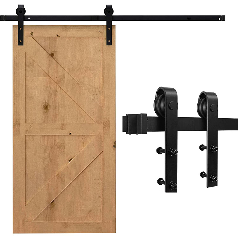 Amazon cross-border American sliding barn door track, hanging rail, carbon steel guide rail, retro sliding door, wooden door, household sliding rail Item Picture