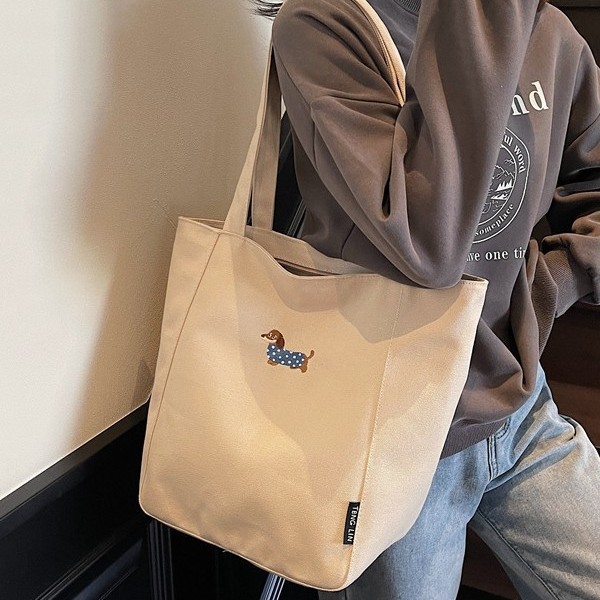 Cross-border canvas bag, women's large-capacity versatile shoulder bag, 2025 new style commuter tote bag, shopping bag trend full figure