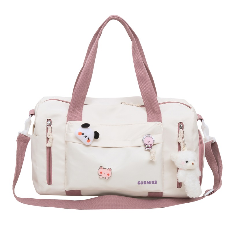 Cute campus-style travel bag, large-capacity student luggage bag, dry and wet separated storage bag, and can be worn with a handle handbag Item Picture