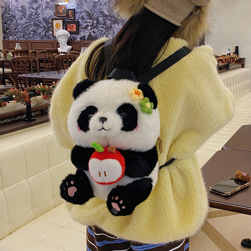 A new cartoon panda backpack with a high level of appearance, a large-capacity student backpack, a claw machine doll to exchange for a girl's heart bag Specification drawing