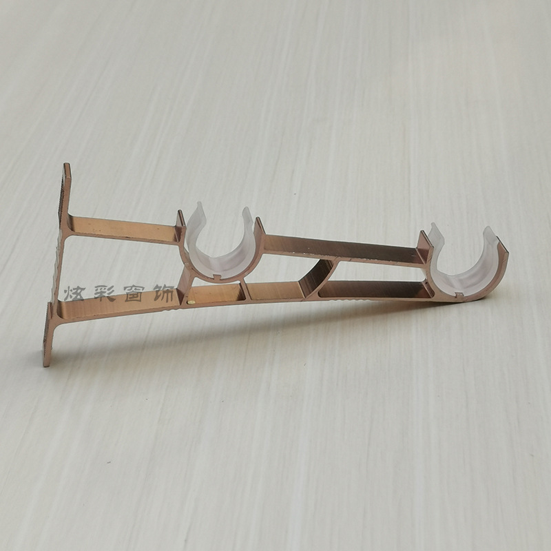 Roman rod curtain rod aluminum alloy bracket seat hook thickened seven-line side-mounted double-bracket curtain rod accessory Specification drawing